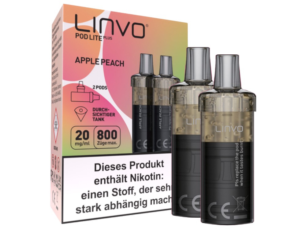 Linvo - Pod Lite Plus Cartridge 20 mg/ml (2 Stück pro Packung) - Apple Peach